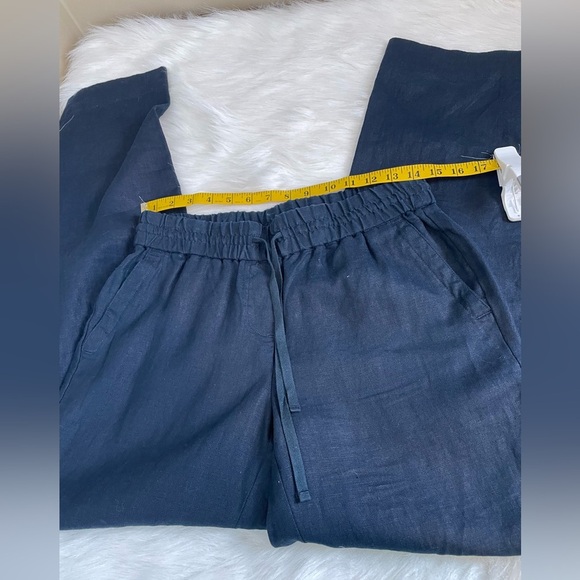 Talbots all linen wide leg Navy Pants - Picture 7 of 11